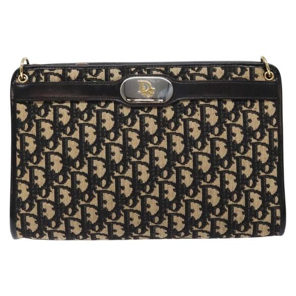 DIOR Trotter Canvas Shoulder Bag Navy Gold - Picture 2 of 12